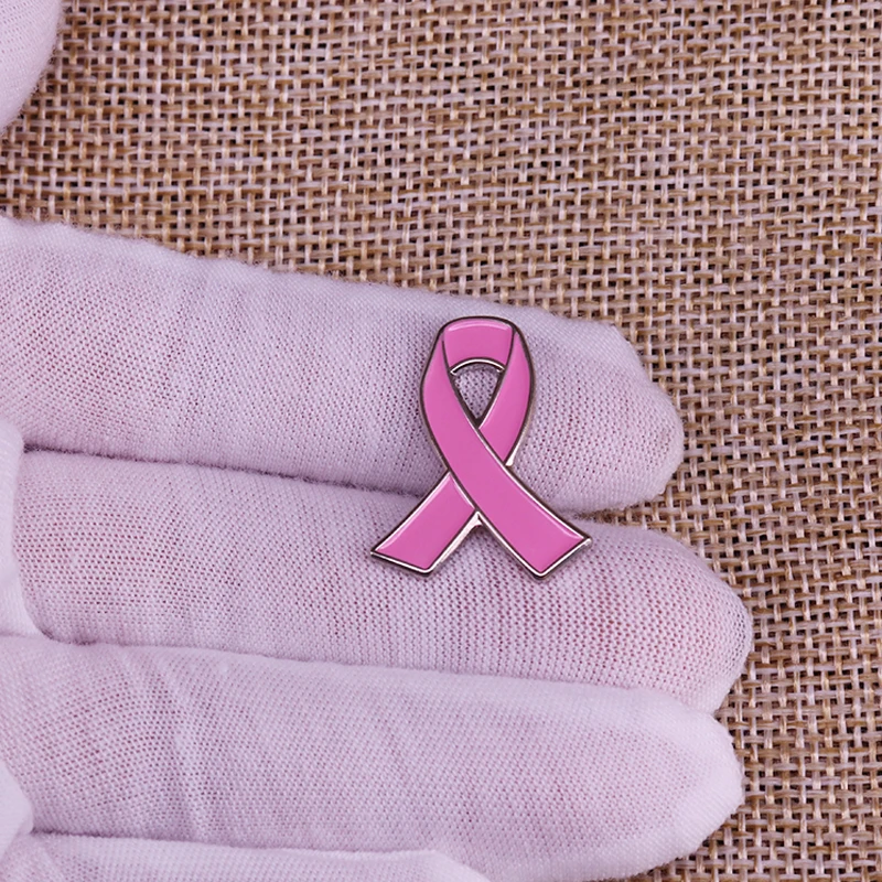 Pink Ribbon Lapel Pins Pink Breast Cancer Awareness Enamel Pin