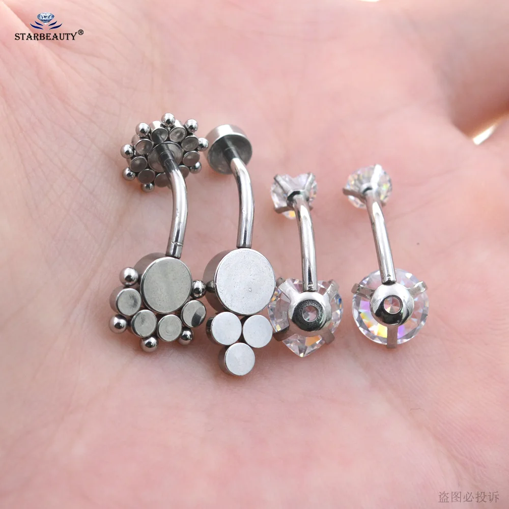 1Pc Surgical Stainless Steel Belly Button Piercing Earrings, Navel Piercing Mini Ball, Eagle, Butterfly, Paw, Heart Navel Rings