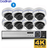 4K Video Surveillance Set 8MP POE Dome Vandel-proof Camera Kit Audio Video Outdoor Home 4/8CH Set Security Camera System CCTV