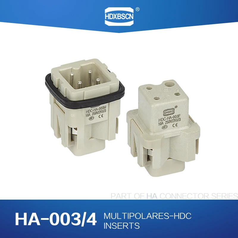 HDXBSCN Heavy Duty plug Connector HDC HA-003 F/M 3pin 10A power connectors rectangular aviation plug