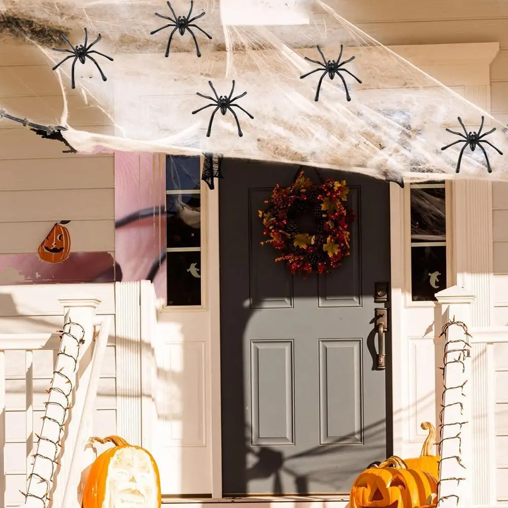 50/100 Stuks Halloween Decoratieve Simulatie Spinnen Zwart Wit Lichtgevend Plastic Nep Spin Speelgoed Grappige Grap Prank Realistische Rekwisieten