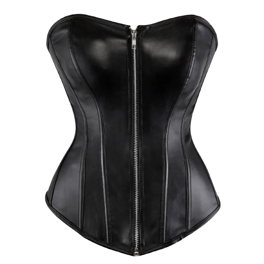 

Women Sexy Faux Leather Zipper Corset Plus Size Corsets And Bustiers Steampunk Clothing Waist Trainer Slim Corset For Women