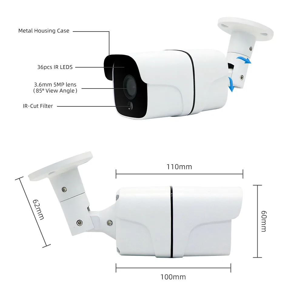 Jeatone 1080P 2MP Surveillance IP Security Camera Video Infrared Night Vision IR Light Bullet Outdoor IP66 Waterproof