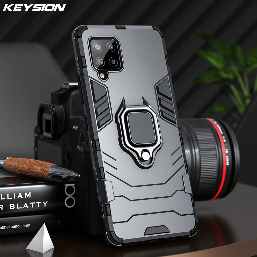 KEYSION Shockproof Case for Samsung A42 5G A32 A12 A22 A54 A34 A24 A14 LTE A04S Ring Stand Phone Cover for Galaxy M32 M12 M54 5G