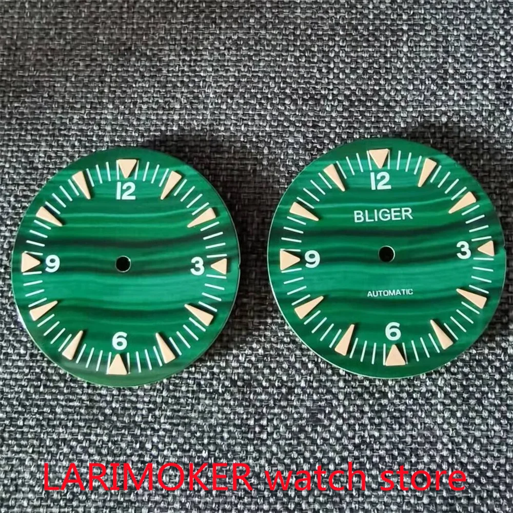 BLIGER 32mm green luminous dial fits NH35 NH36 movement