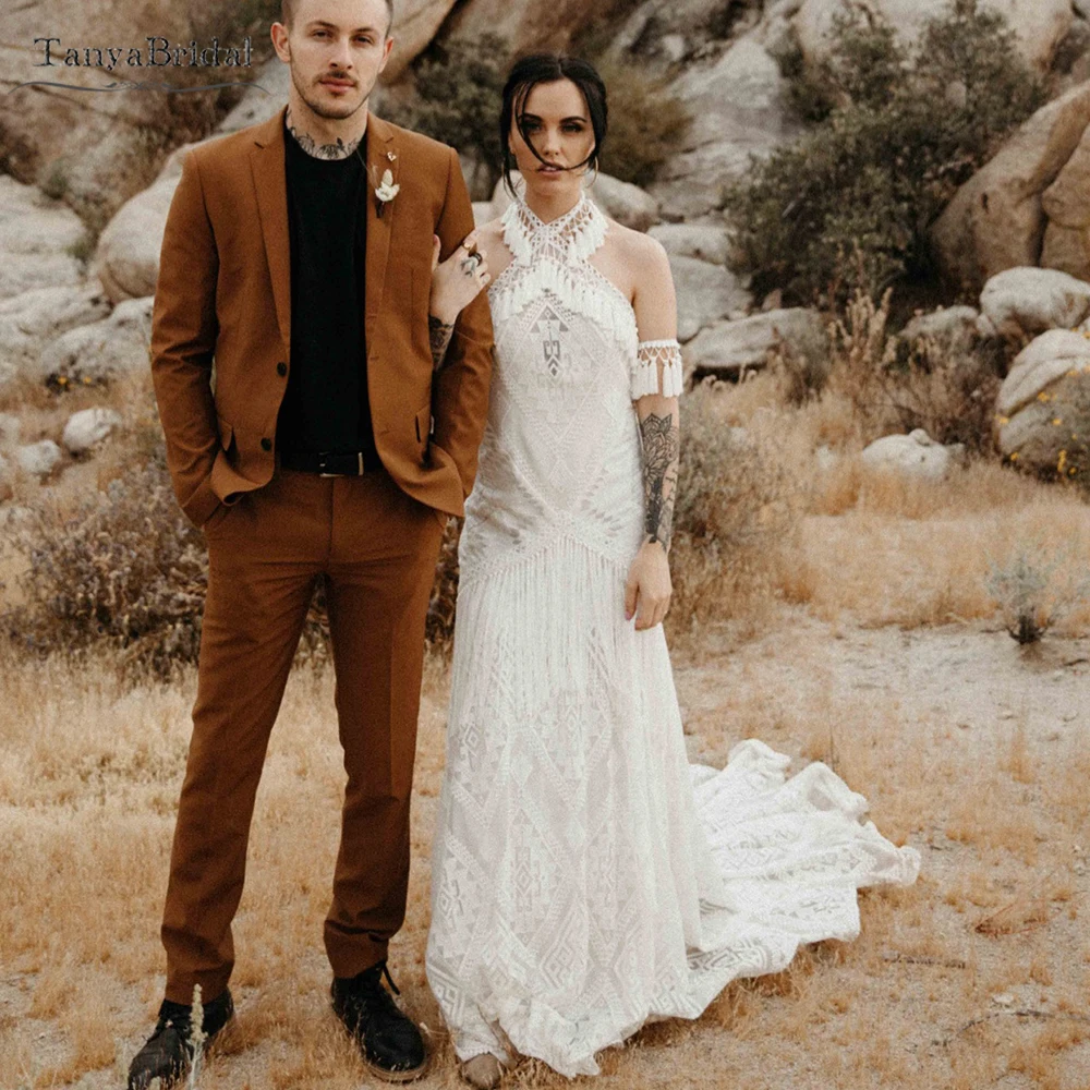 

Свадебные платья с кисточками и русалкой, богемные уникальные кружевные свадебные платья, модные платья для помолвки, Vestido de Noivas DW513