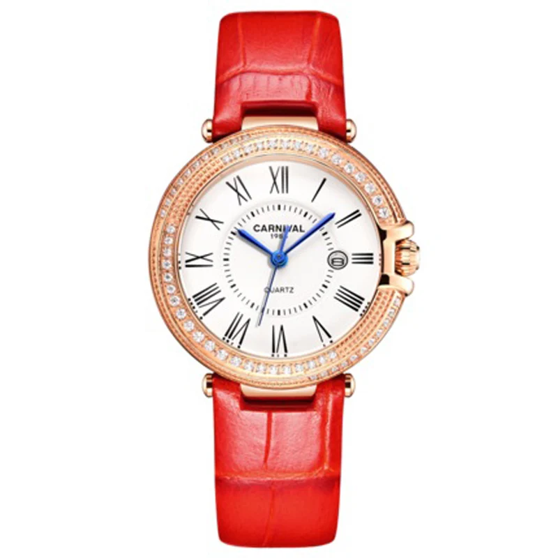 Switzerland CARNIVAL Luxury Automatic Mechanical Sapphire Woman's Watches Rhinestone Diamond Auto Date Waterproof Clock C8871L-2 - view 3