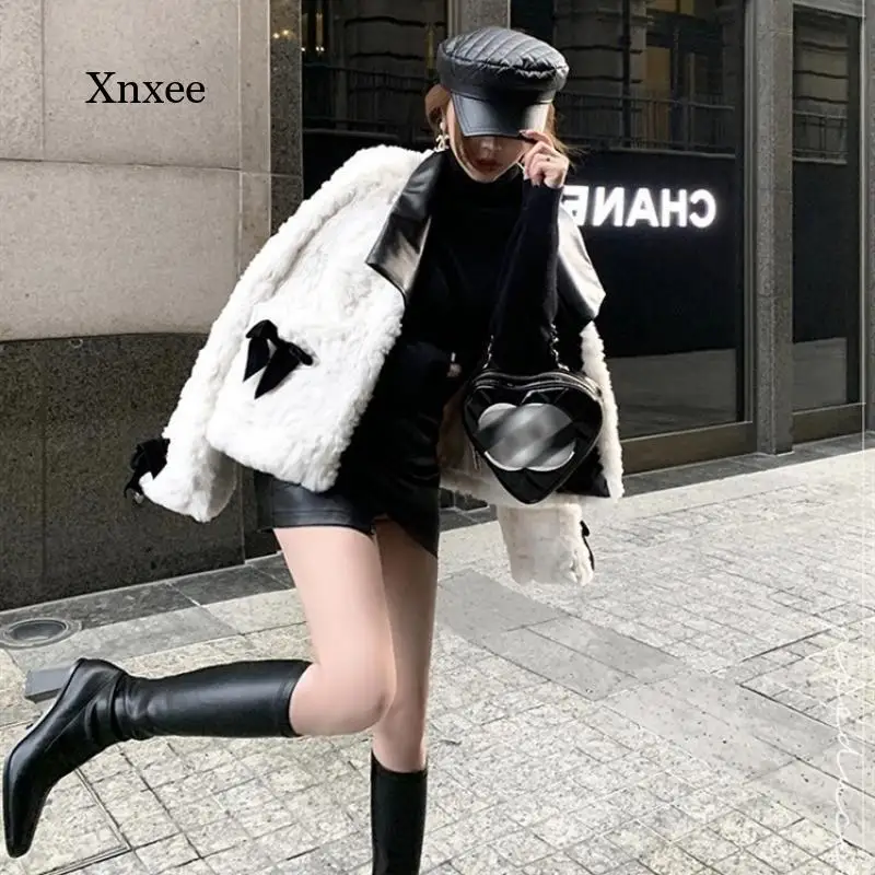 2021 Winter Women's Faux Lamb Leather Coat, Women's Warm Faux Fur Casual Coat, Ladies Elegant Leather Patchwork Jacket