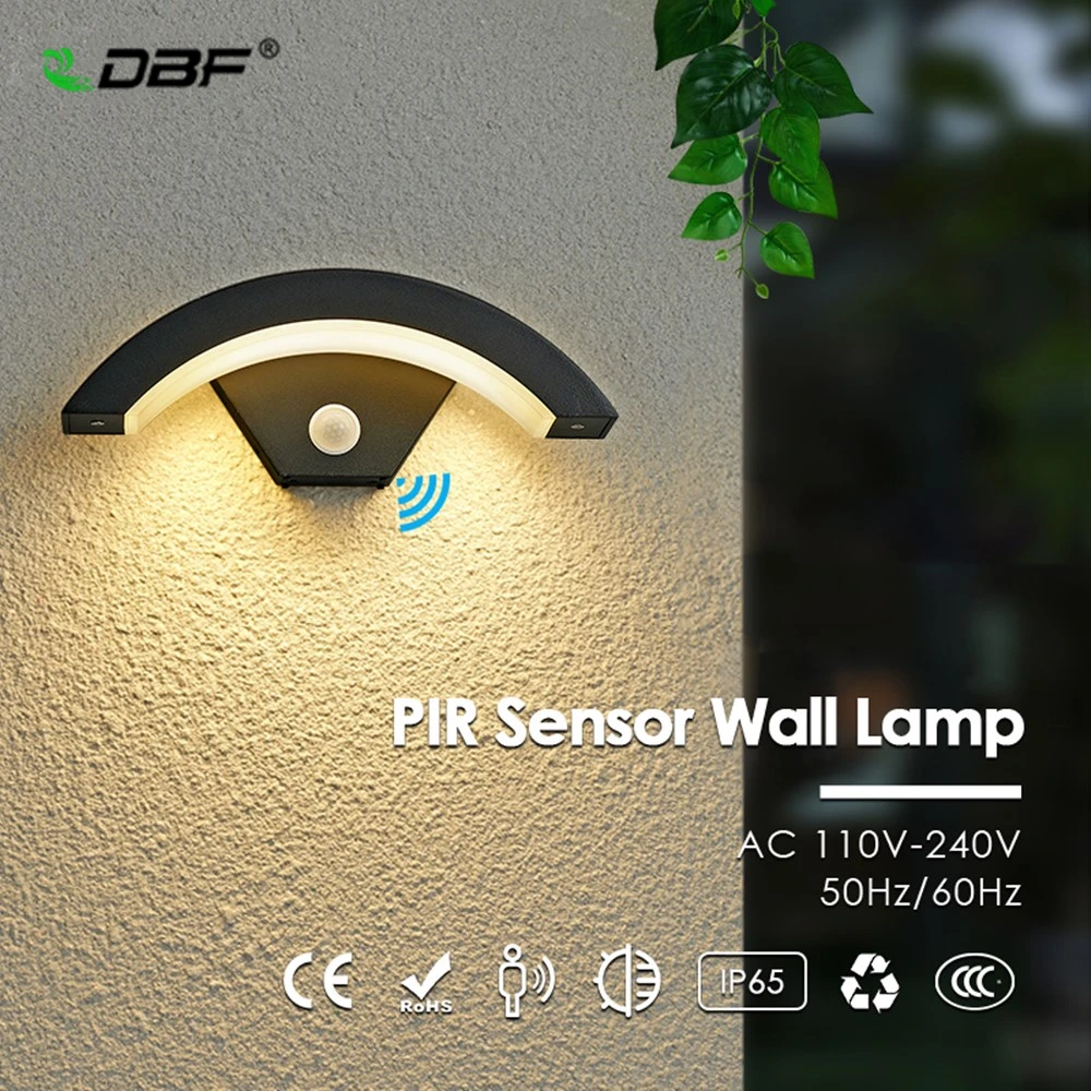 

[DBF] IP65 Waterproof Outdoor Wall Lamp PIR Motion Sensor Black Aluminum 10W Garden Porch Corridor Sconce Exterior Wall Lights