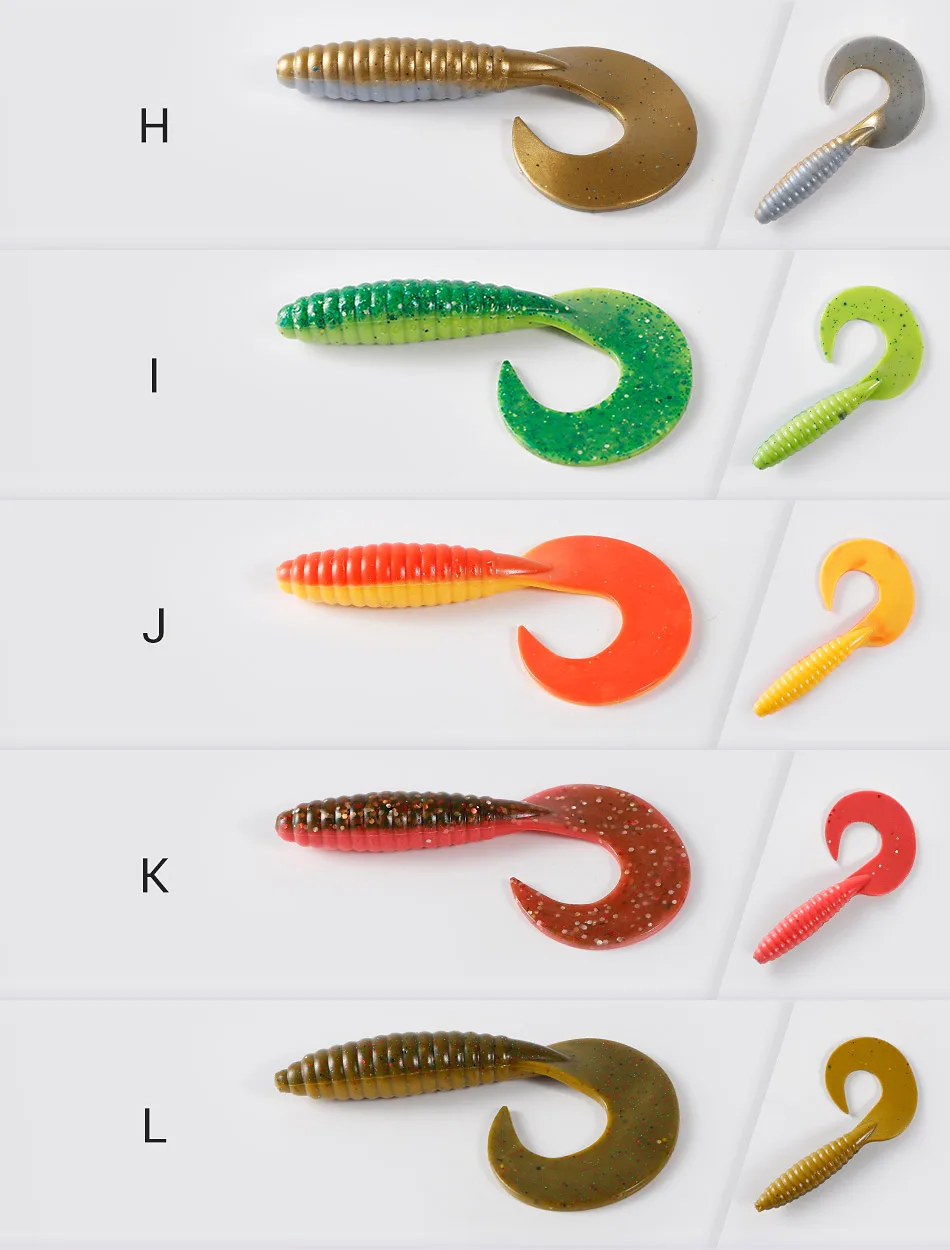 Bassland Silikonköder Grub Wurm 60 mm 85 mm lockiger weicher Angelköder künstliche Jigging-Wobbler Bass Pike Isca Leurre – Detail 7