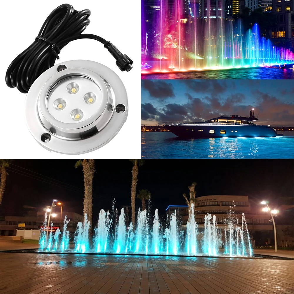 LED Swimming Pool Light High-Power Boat Underwater Lighting RGB 400LM IP68 DC12V 10W Outdoor Garden Spot Aquarium Fountain Lamp