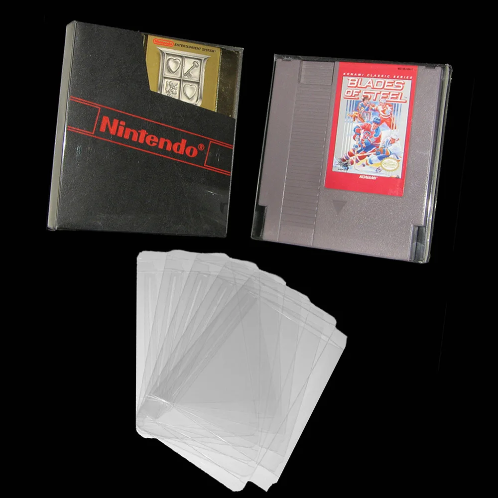 500PCS Transparent Plastic PET 8 Bit Cartridge Case for NES