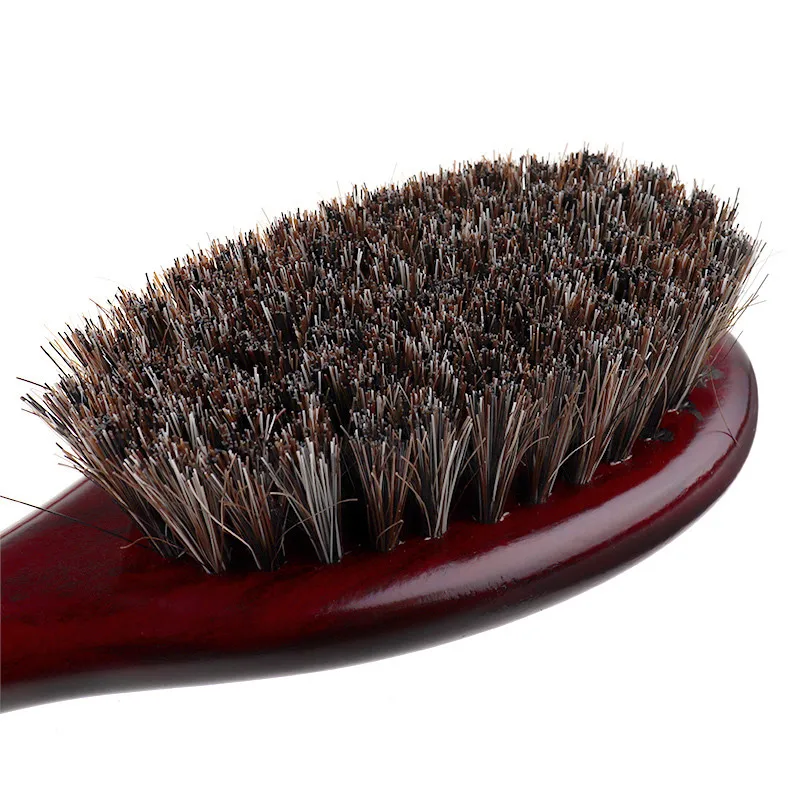 Natural Soft Goat Bristle Hair Sweeping Brush Beard Comb Oval Wood Handle Barber Dust Brush for Broken Hair Cleaning Tool