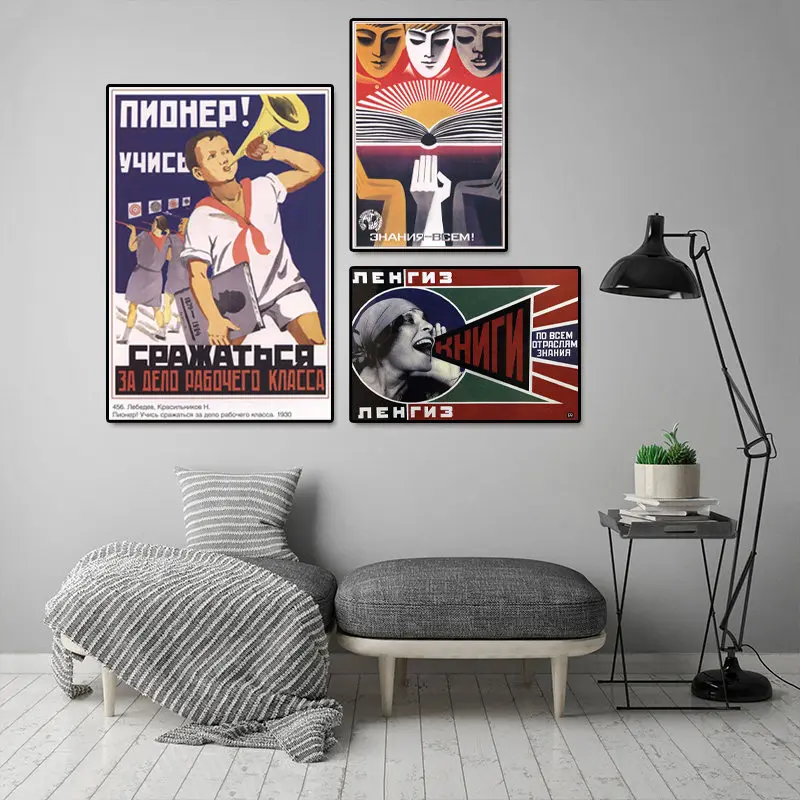 Vintage Russian Stalin USSR Poster Good Quality Wall Art Canvas Painting Retro Decorative Pictures for Living Room Home Decor