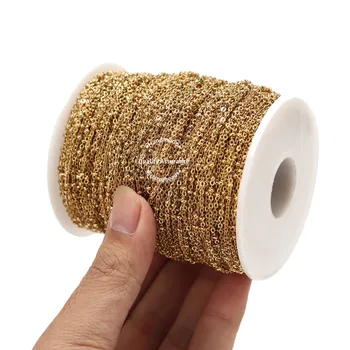 Chaîne de câble en acier inoxydable de 2M, perles à billes en or Rose, largeur de 1.5mm, chaînes à maillons Satellite pour bricolage, fournitures de fabrication de bijoux