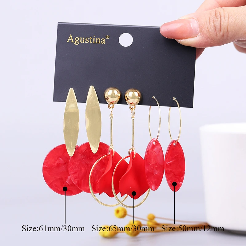 BOSI red set earrings fashion jewelry sets long earrings for women geometric drop earrings set 2020 acrylic boho earring cute cc