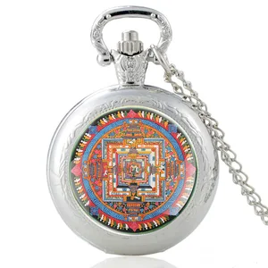 Vintage Holy Building Silver Quartz Pocket Watch Pendant Clock Watch Men Women Glass Dome Necklace Gifts