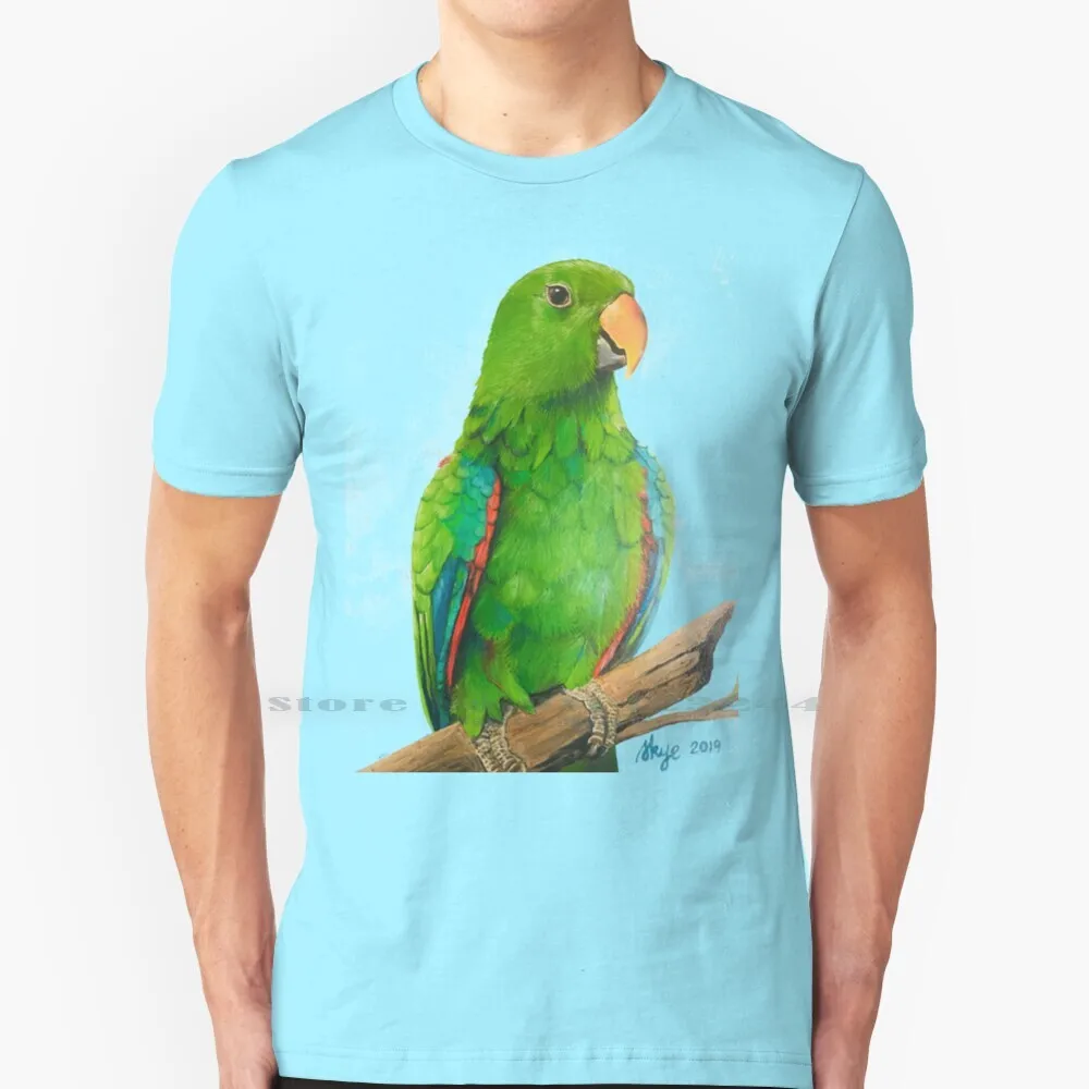 Eclectus 100% Cotton T Shirt Eclectus Parakeet Green Parrot Birb Pet Birds Green Birds Nut Cute Pets Adorable Pets Art Pets Tee