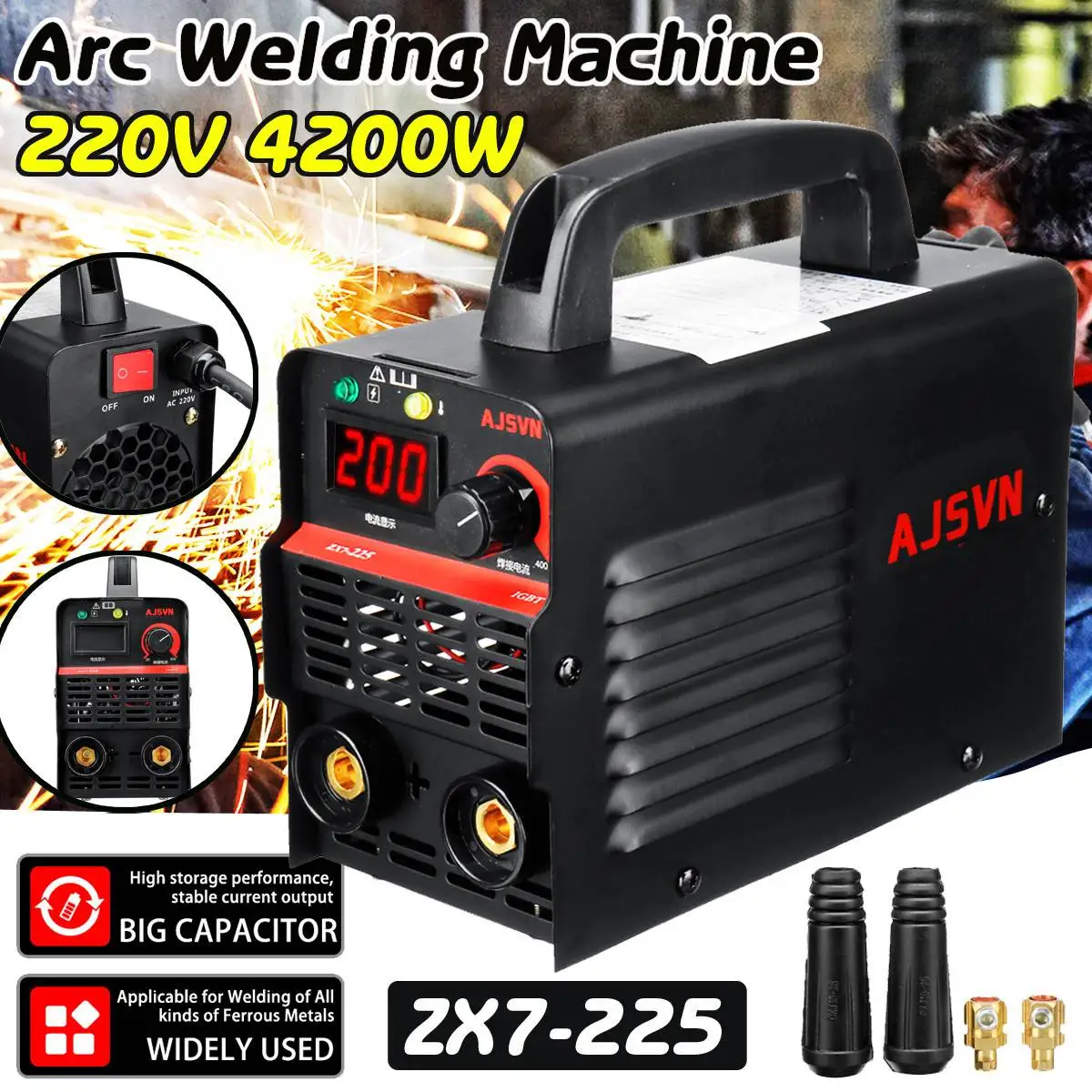 Mới 220V Có Thể Điều Chỉnh 20A-225A 4200W Cầm Tay IGBT Inverter Hồ Quang Hàn-Máy Hàn Màn Hình Hiển Thị Kỹ Thuật Số Mini Di Động Hàn dụng Cụ