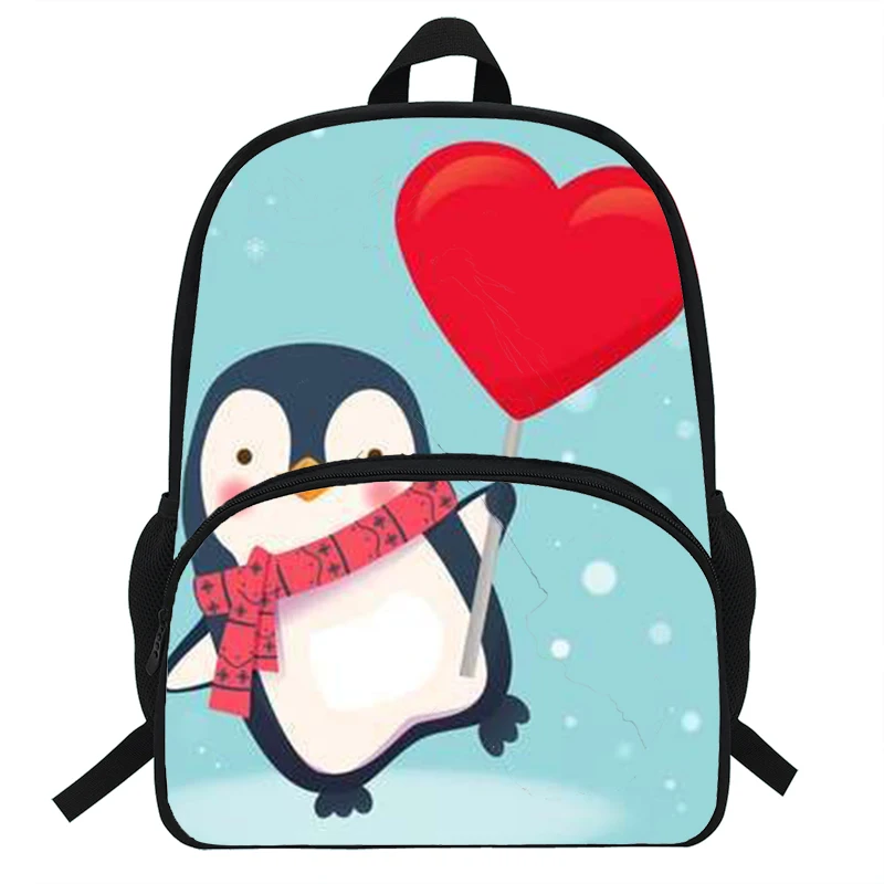 16-Inch Penguin Print Backpack For Teenagers Boys&Girls Daily Travel Bakcpack Children School Bag Laptop Mochila