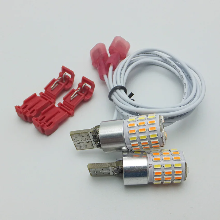 AMYWNTER Motorcycle Led w5w 12V T10 Dual Color  Daytime Running Turn Signal Light Bulb Car Styling 2pcs