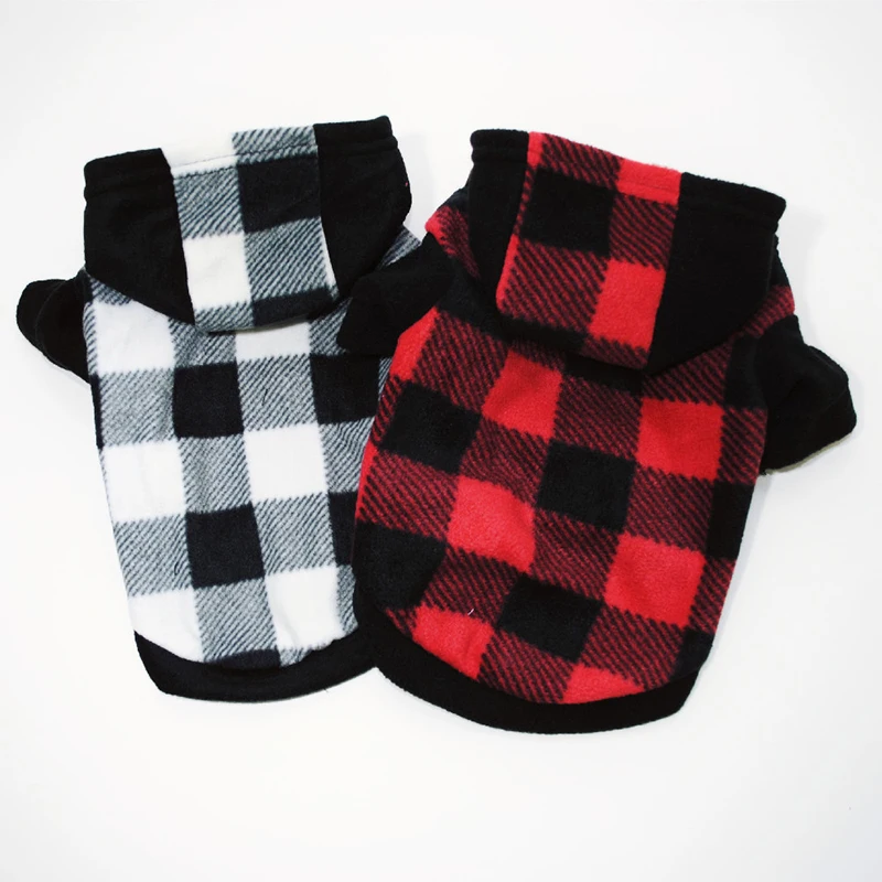 Plaid Fleece Dog Clothes For Small Dogs Autumn Winter Warm Dog Hoodies Dogs Costume for French Bulldog Dog Sweatshirt Chihuahua