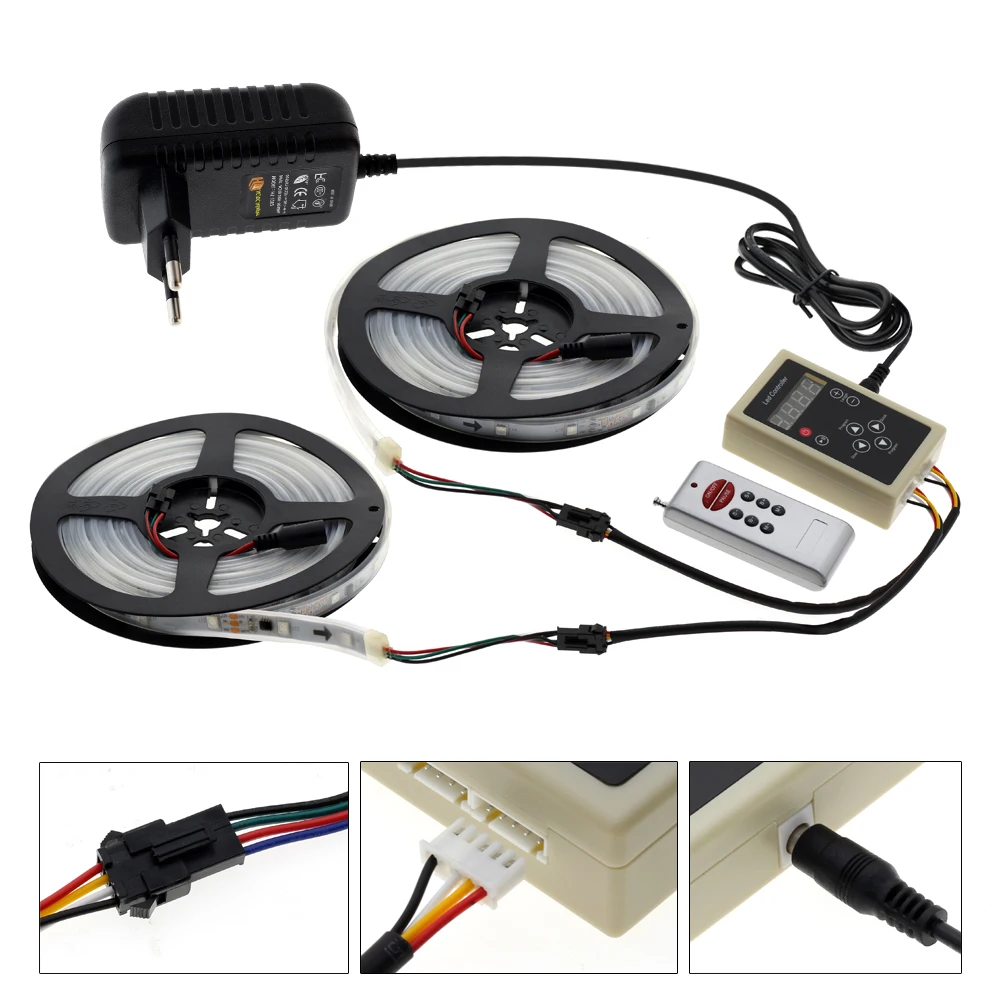 1903 Ic Magic Dream Color Led Strip Rgb 5050 5M 10M Full Color Chasing Lamp Decoratie Verlichting + 133 Programma Rf Controller + Adapter