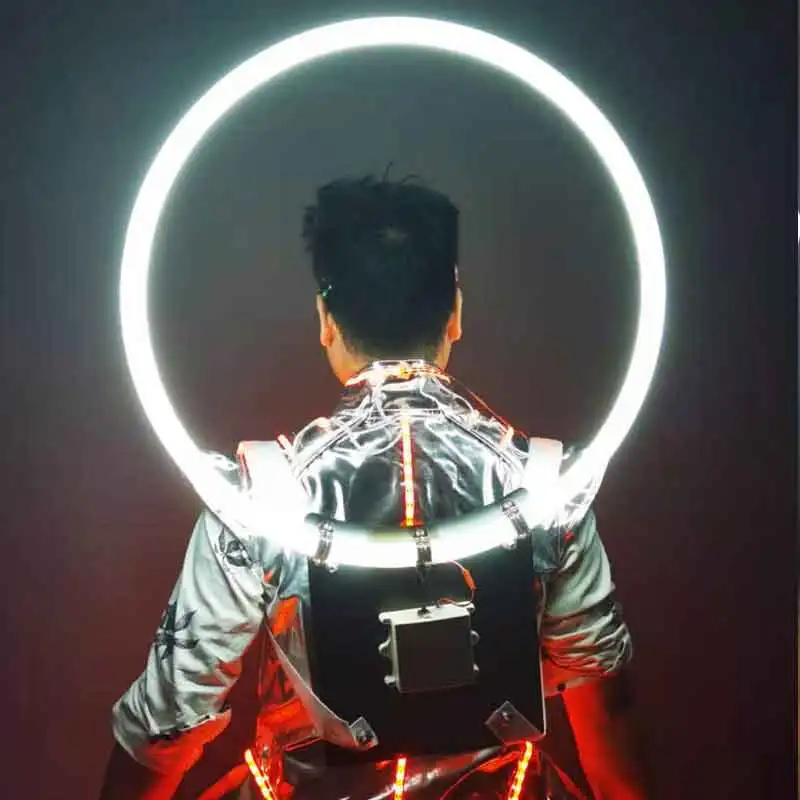 Bar Luminous Backpack Halo Atmosphere Props Wine Show Wine Artifact Portable Luminous Ring Aperture