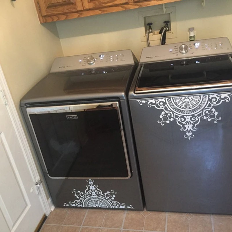 2pcs/set Laundry Decals, Washer Dryer Vinyl Sticker, Appliance Decals, Greek Medallion Vinyl Decal For Washer Dryer E835