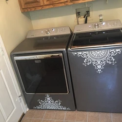 2pcs/set Laundry Decals, Washer Dryer Vinyl Sticker, Appliance Decals, Greek Medallion Vinyl Decal For Washer Dryer E835