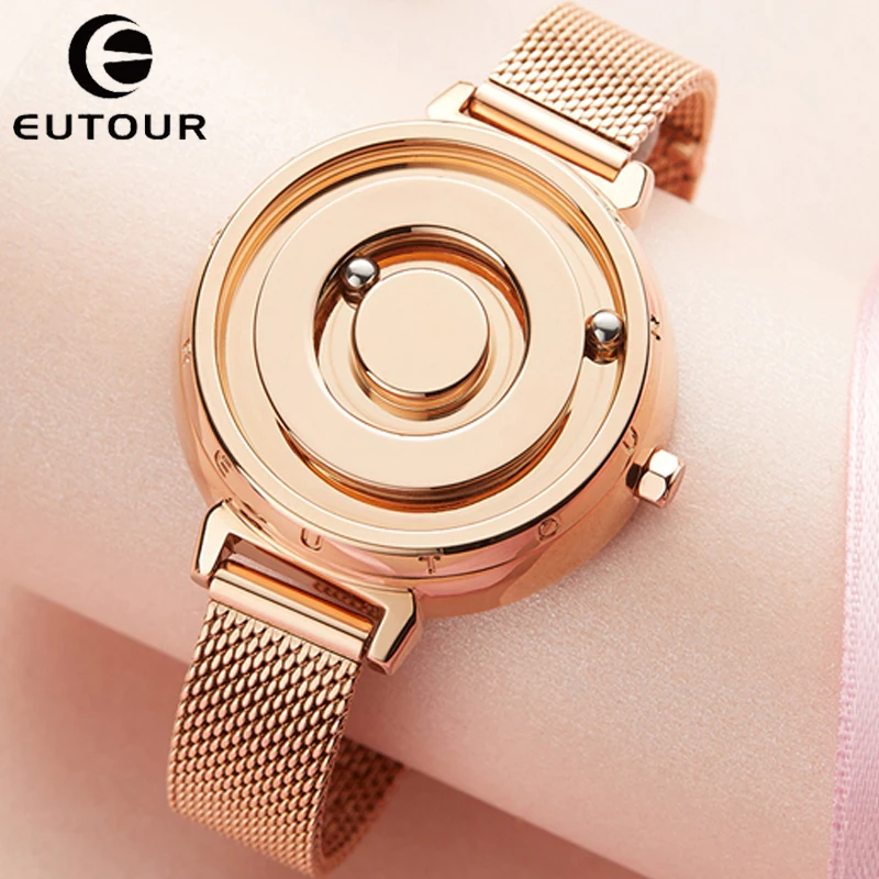 

Rose Gold Women Watch Eutour Watches Magnetic Sliver Black Women's Watch Female Quartz Reloj Mesh Stainless Steel Wristwatch