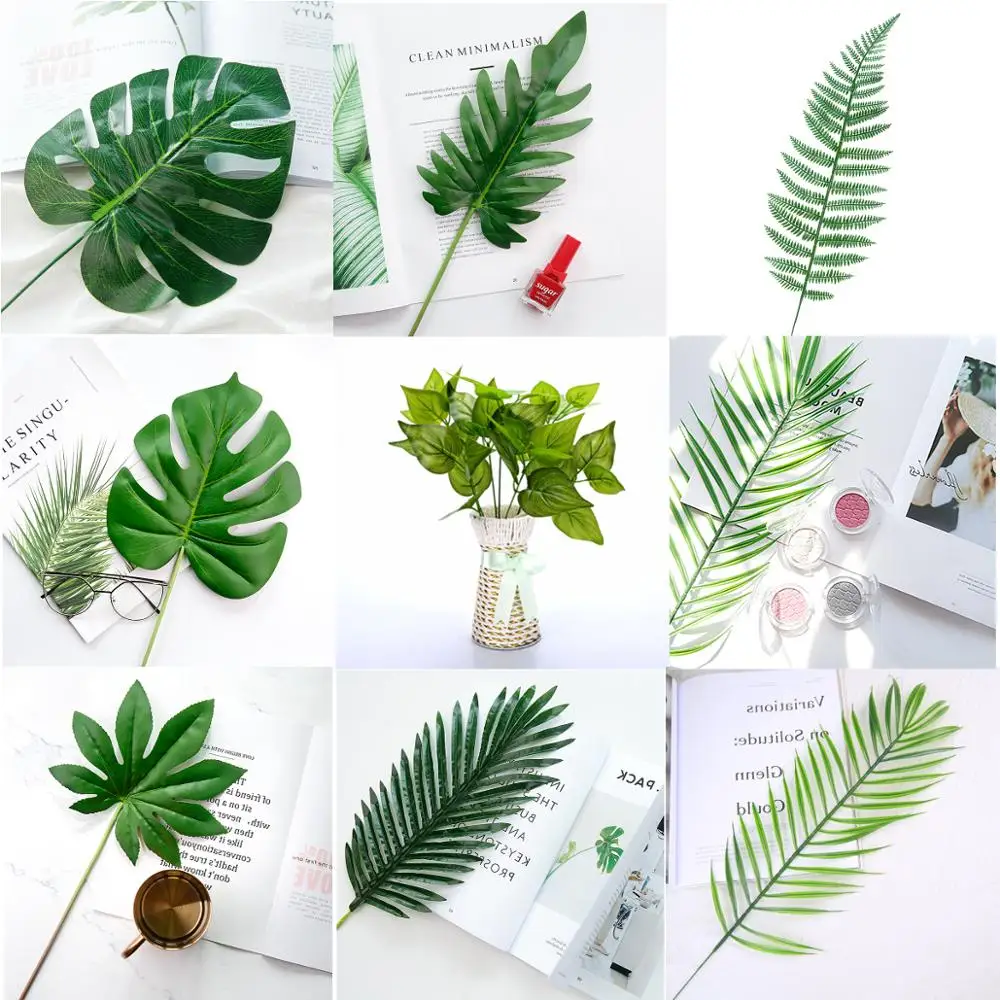 19 diferentes estilos de simulação folha falso planta folhas para fotografia fundo acessórios estúdio tiro backdrops adereços