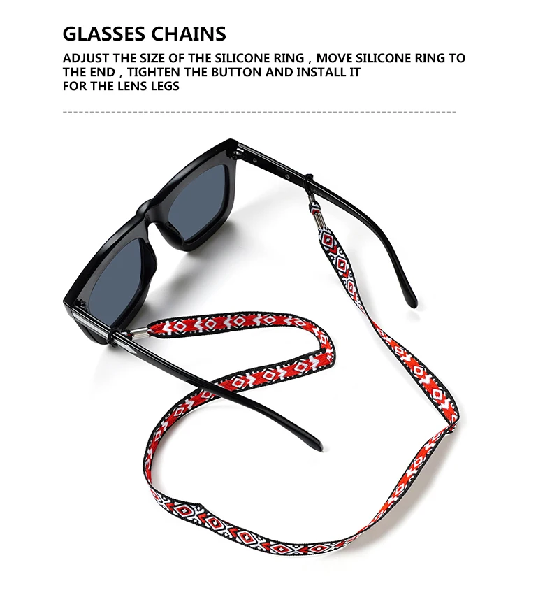 Brillenschnurketten, modische Brillengurte, Brillenband, Haltschnur, mehrfarbiges Sonnenbrillenband für Damen und Herren – Detail 3