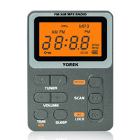 Yorek Pocket AM/FM Portable  Radio, Best Reception,  with Earphone, MP3 Player Support TF Card, Mini Digital Walkman Radio