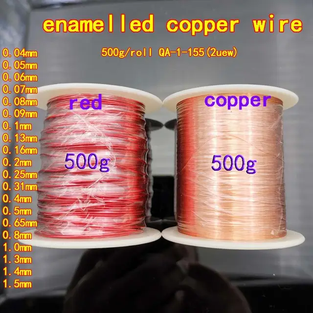 500g czerwony emaliowany przewód miedziany 0.06 0.1 0.2 0.5 0.16 0.8 0.09 1.4mm drut magnetyczny emaliowane zwój drutu miedzianego cewki QA-1-155 2UEW