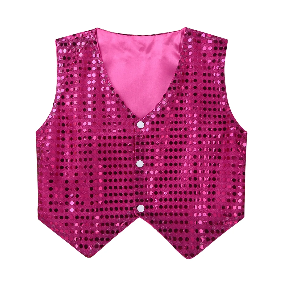 Children Hip-hop Jazz Street Dance Vest Boys Girls Shiny Sequin Waistcoat Kids Choir School Show Party Stage Performance Costume