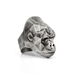 EYHIMD Mens Animal Orangutan Ring 316L Stainless Steel Rings for Men Punk Biker Jewelry