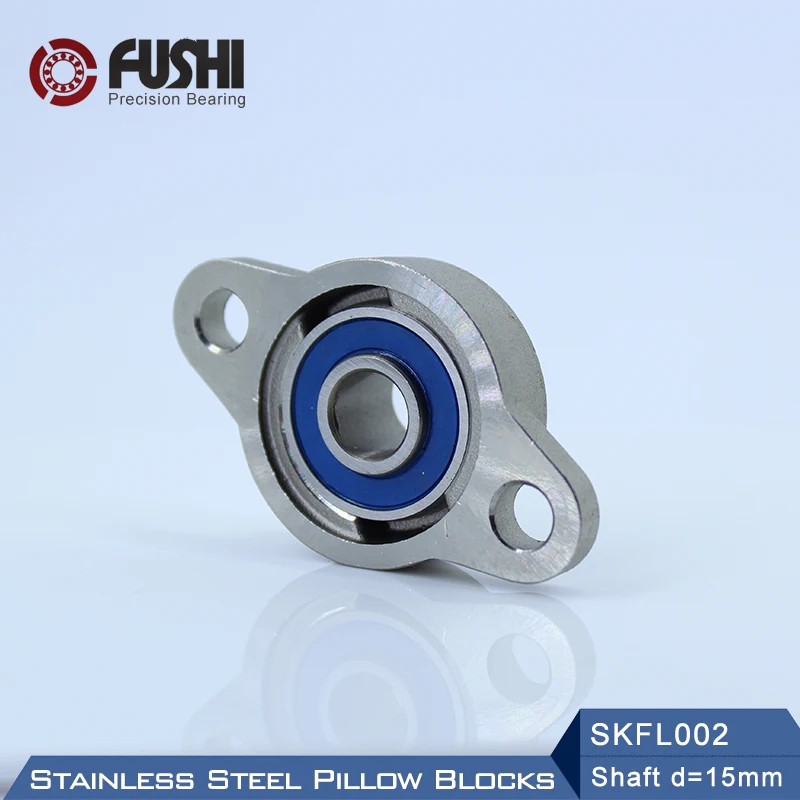 SKFL002 베어링 샤프트 15mm ( 1 Pc ) SSKFL002 스테인레스 스틸 베개 블록 S KFL002 15mm 베어링