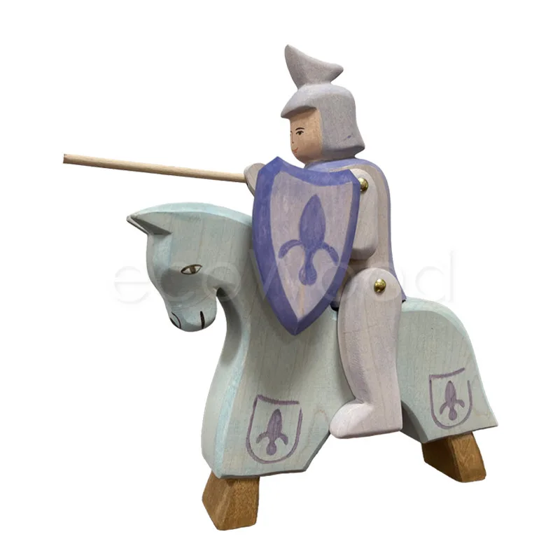 Knight Pegdolls in legno cavallo da guerra castello di fiaba medievale Montessori figura fatta a mano blocchi di giocattoli in legno per bambini educativi