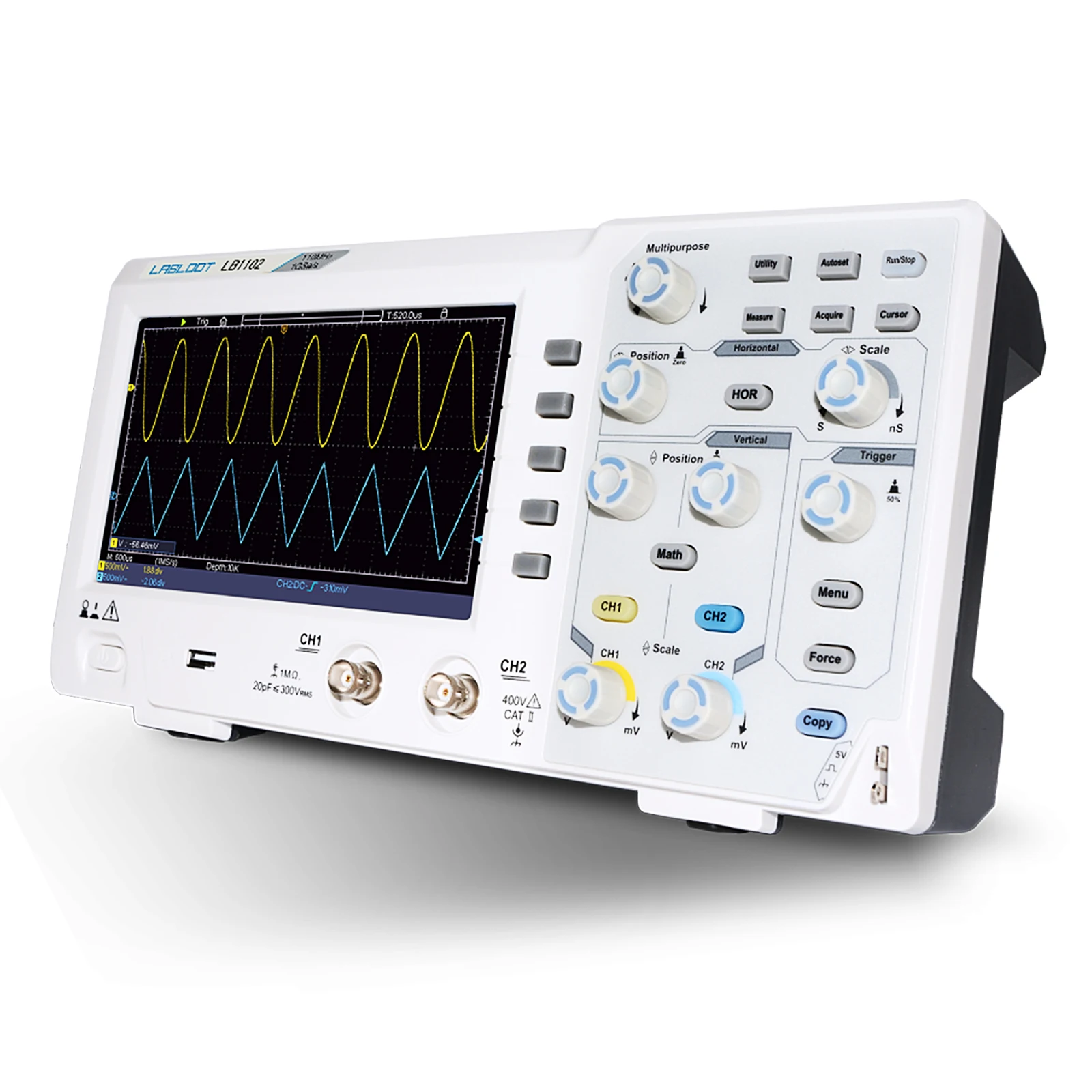 Labloot LB1102 Digital Oscilloscope 2-Channel Oscilloscopes 110MHZ Bandwidth 1GS/s High Accuracy Oscilloscope