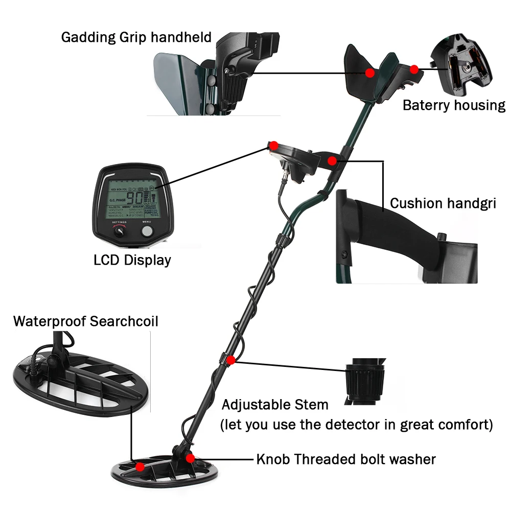 T2 Underground Metal Detector Accessories Handheld Archaeological Gold Treasure Hunter Pulse Digital LCD HD Display Host Sensor