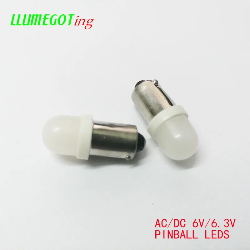 50pcs BA9S T4W #44 #47 Milk White Dome 2x 5630SMD Various Color Non Polarity AC DC 6V 6.3V Bally Pinball Game Machine Led Bulbs