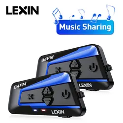 Lexin-oreillette Bluetooth B4FM-X pour Moto, appareil de communication pour 10 motocyclistes, kit mains-libres pour casque, kit mains-libres avec Radio FM et batterie 850mAh, 2 pièces