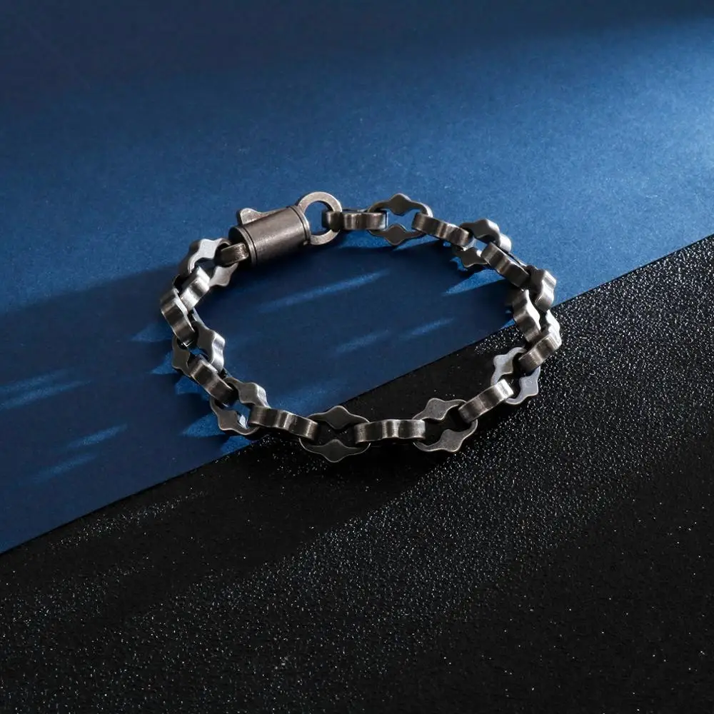 KALEN Vintage Stainless Steel Box Chain Bracelet Punk Matte Link Chain Bracelet Male Masculina Jewelry Accessories Free Gifts