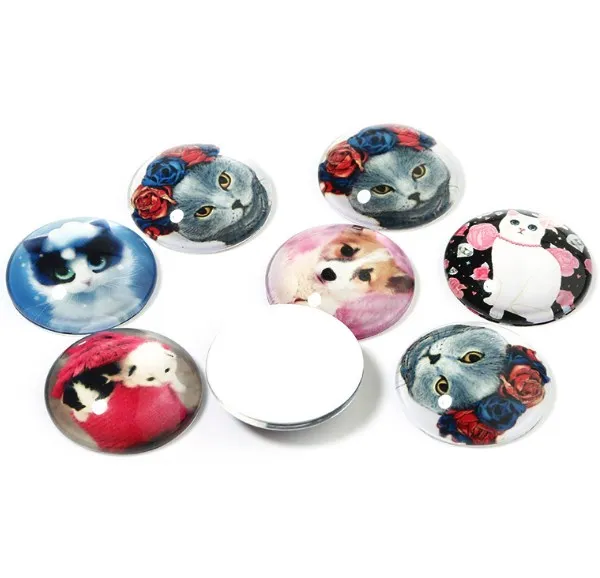 20pcs Skull cat mixed 12mm/18mm/20mm/25mm Round photo glass cabochon demo flat back Making findings no hole