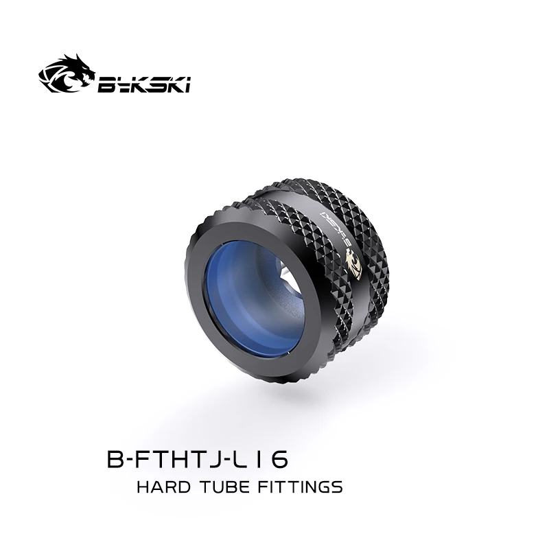 4 Buah/Lot Bykski B-FTHTJ-L16 Pc Konektor Fitting Tabung Keras Pendingin Air untuk OD 16Mm Pipa Sambungan Cepat G1/4 "Perak Hitam Biru