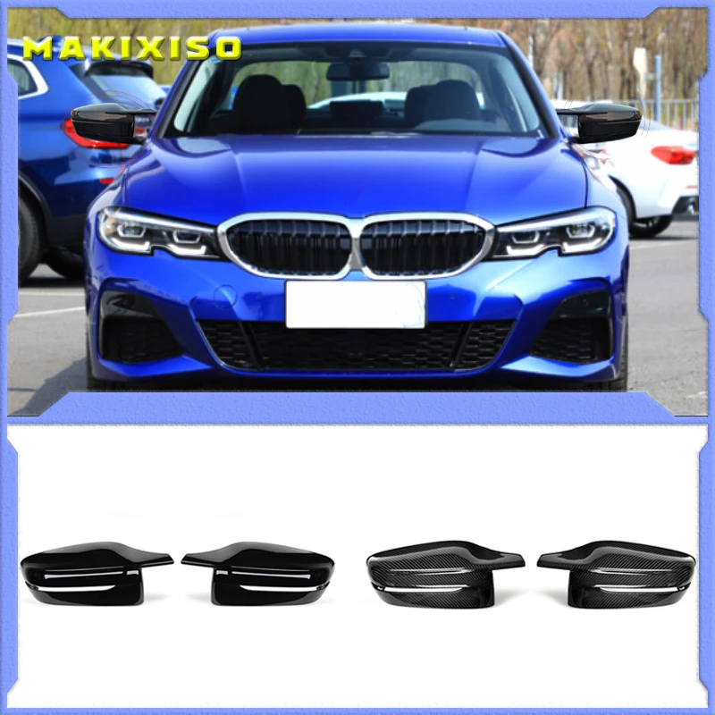 

2p Bright Black Side Wing Rearview Mirror cover caps for BMW 3 Series G20 G21 G28 320d 330e 330i 340i 2019-2022 M4 style LHD RHD