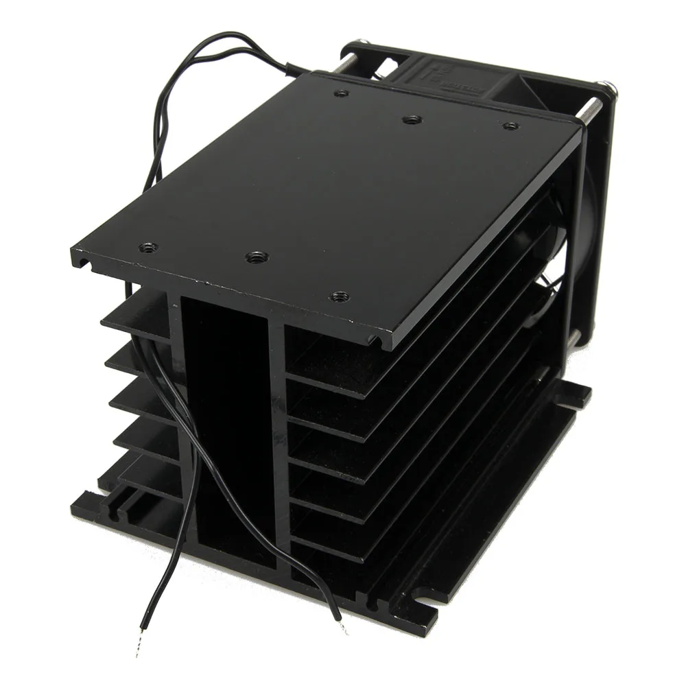 FHSH01F-110 110*100*80 mm 60A three phase solid state relay SSR aluminum heat sink radiator with 220VAC fan and protective cover