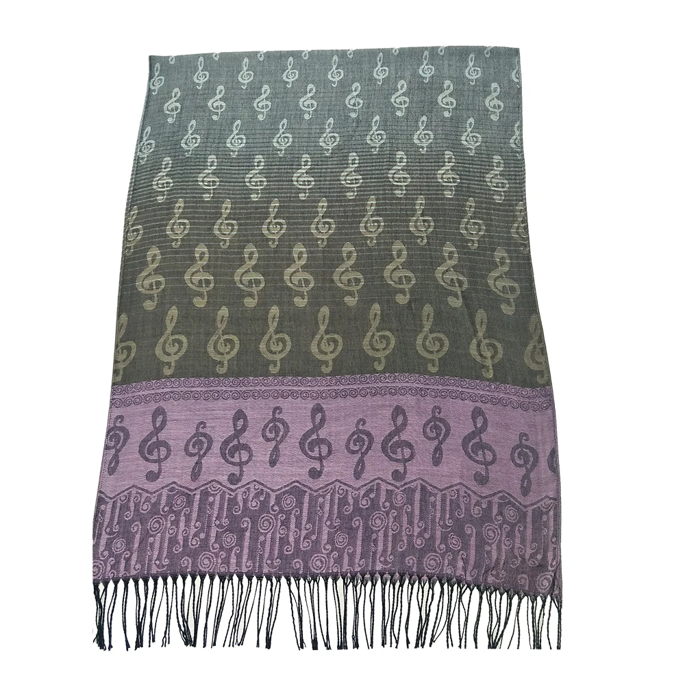 Scarf Women Luxury Winter Feminino Music G-Clefs Jacquard Fashion Pashmina Shawl Wide Wrap Woven Bandana Tippet