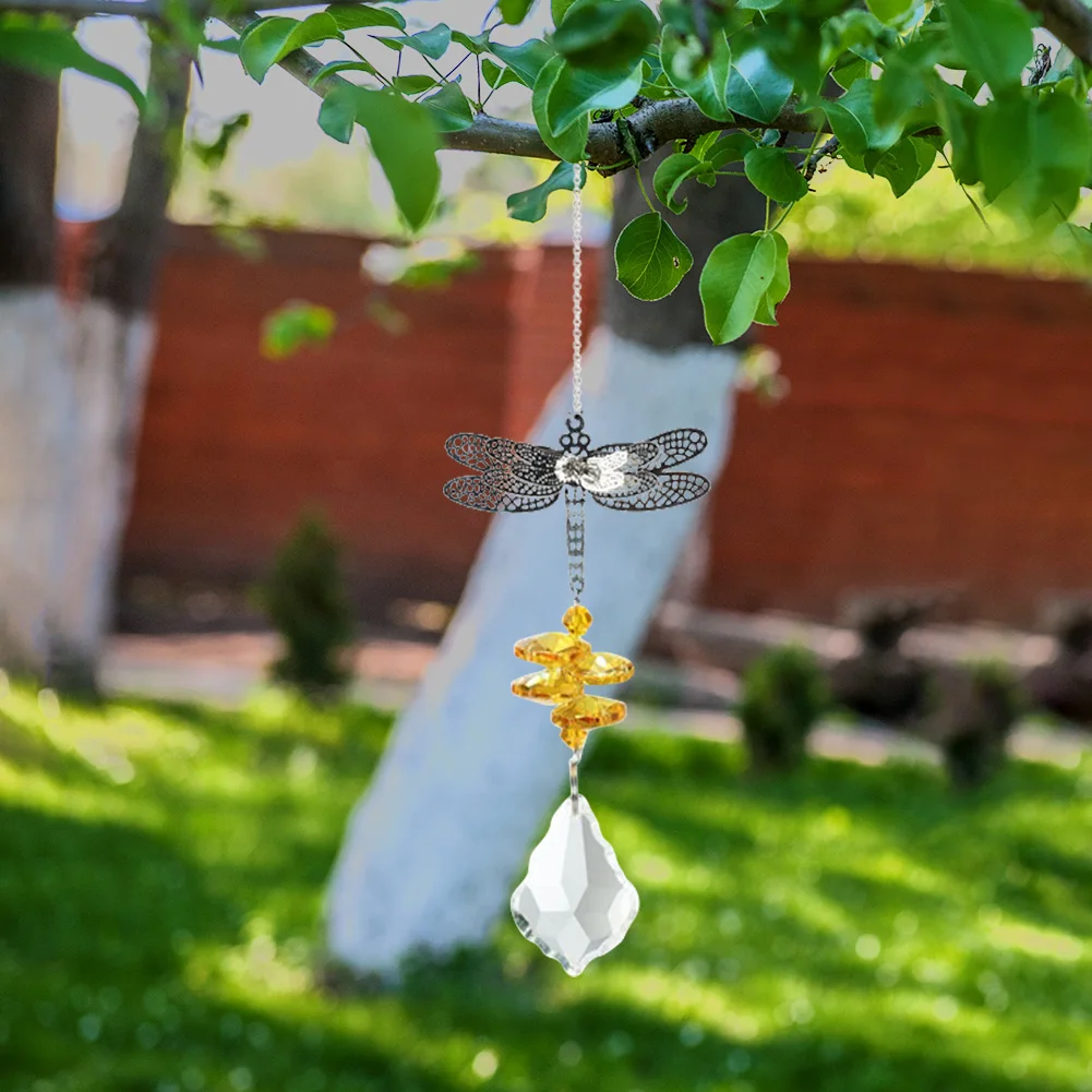 Libellule – guirlande suspendue en cristal, fait à la main, pendentif, lustre, bijoux, partie centrale, fenêtre, décoration de jardin, DIY